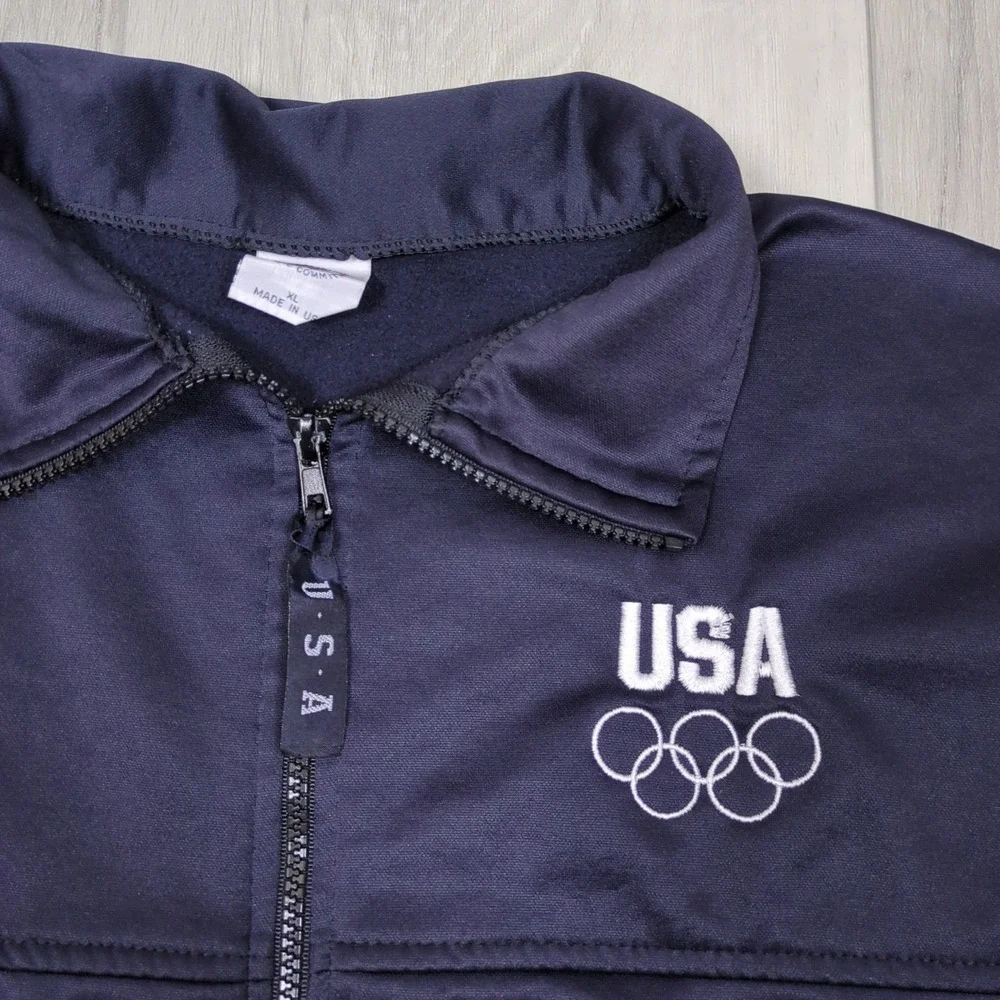 United States Olympic Committee Track Jacket Mens Extra Large Black USA Full Zip